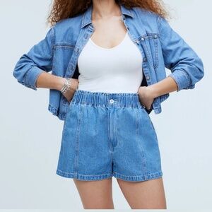 Madewell Denim Pull-On Paperbag Utility Shorts in Bunten Wash Size 29
